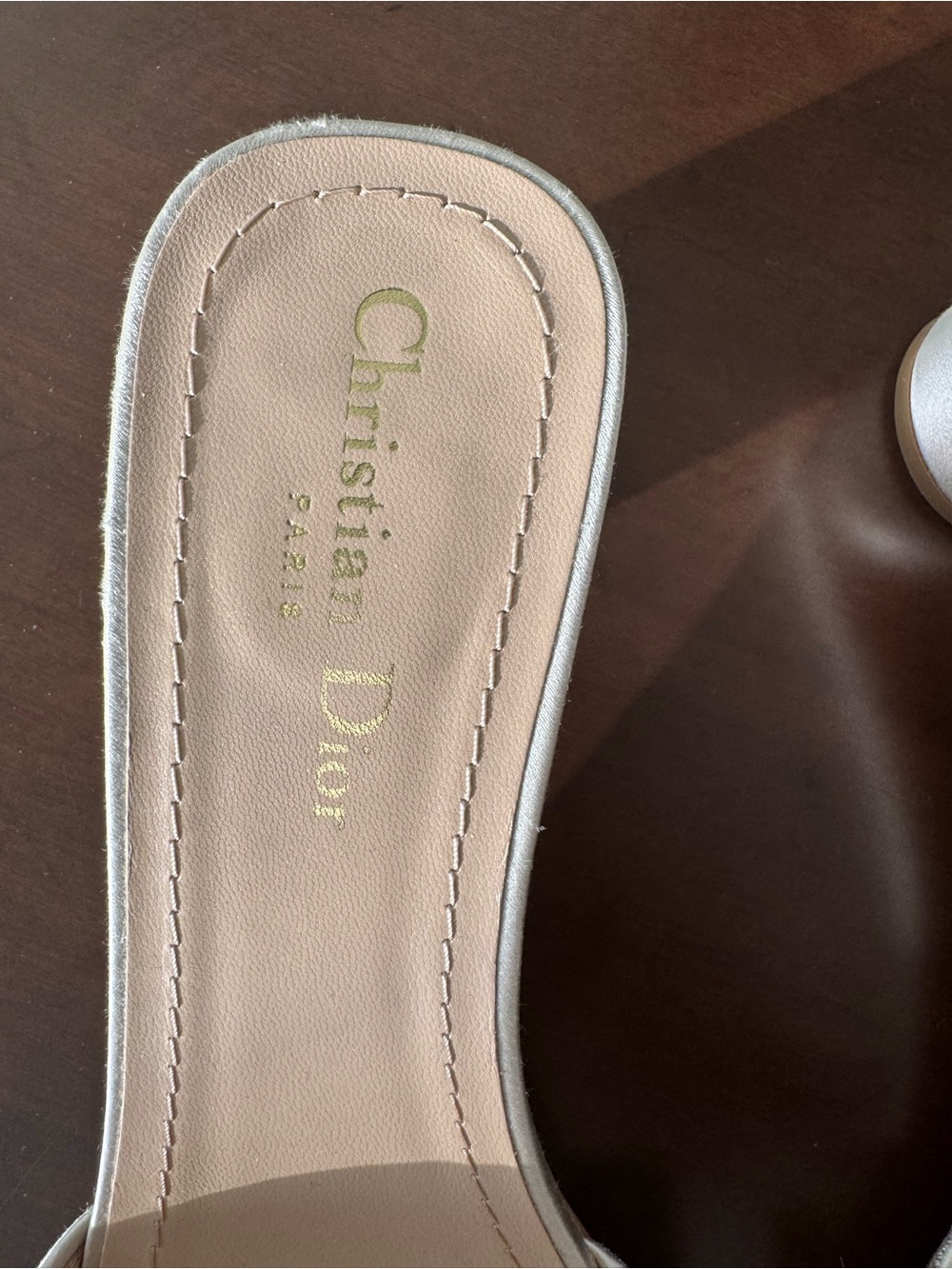 Like new…Dior Satin Logo Slide in Champagne - Picture 4 of 5